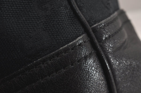 Authentic GUCCI New Britt Shoulder Tote Bag GG Canvas Leather 169946 Black 6832J