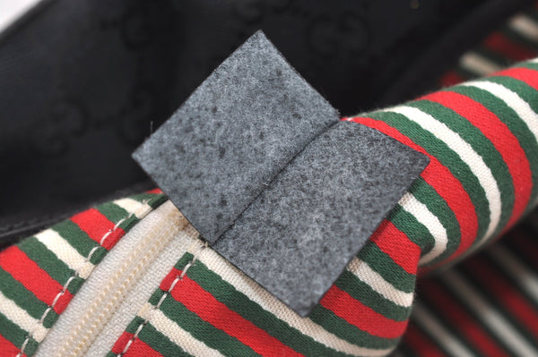 Authentic GUCCI New Britt Shoulder Tote Bag GG Canvas Leather 169946 Black 6832J