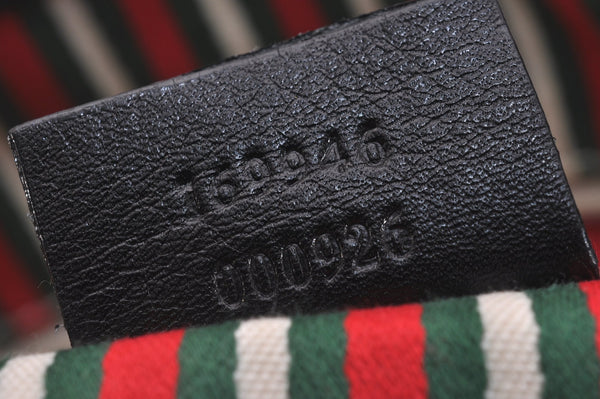 Authentic GUCCI New Britt Shoulder Tote Bag GG Canvas Leather 169946 Black 6832J