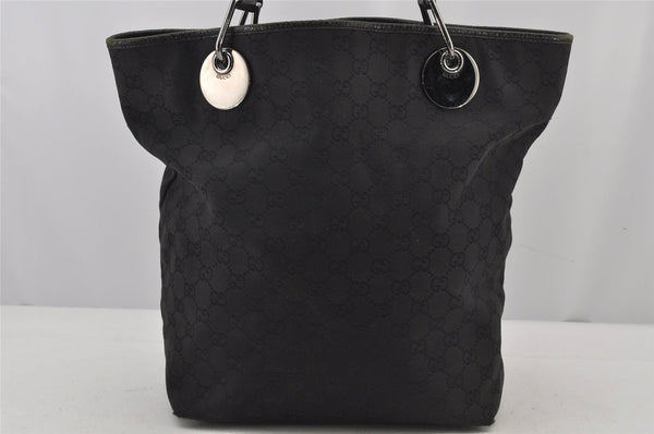 Authentic GUCCI Eclipse Shoulder Tote Bag GG Canvas Leather 120836 Black 6833J
