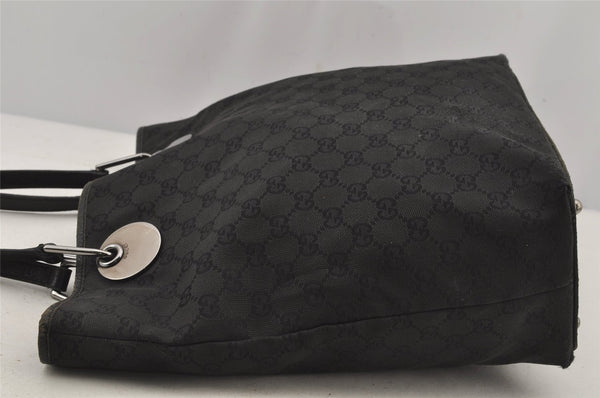 Authentic GUCCI Eclipse Shoulder Tote Bag GG Canvas Leather 120836 Black 6833J