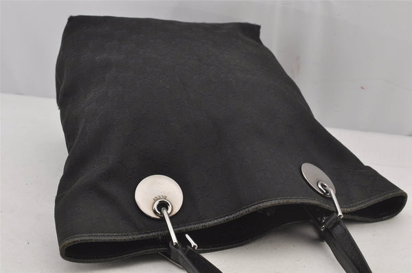 Authentic GUCCI Eclipse Shoulder Tote Bag GG Canvas Leather 120836 Black 6833J