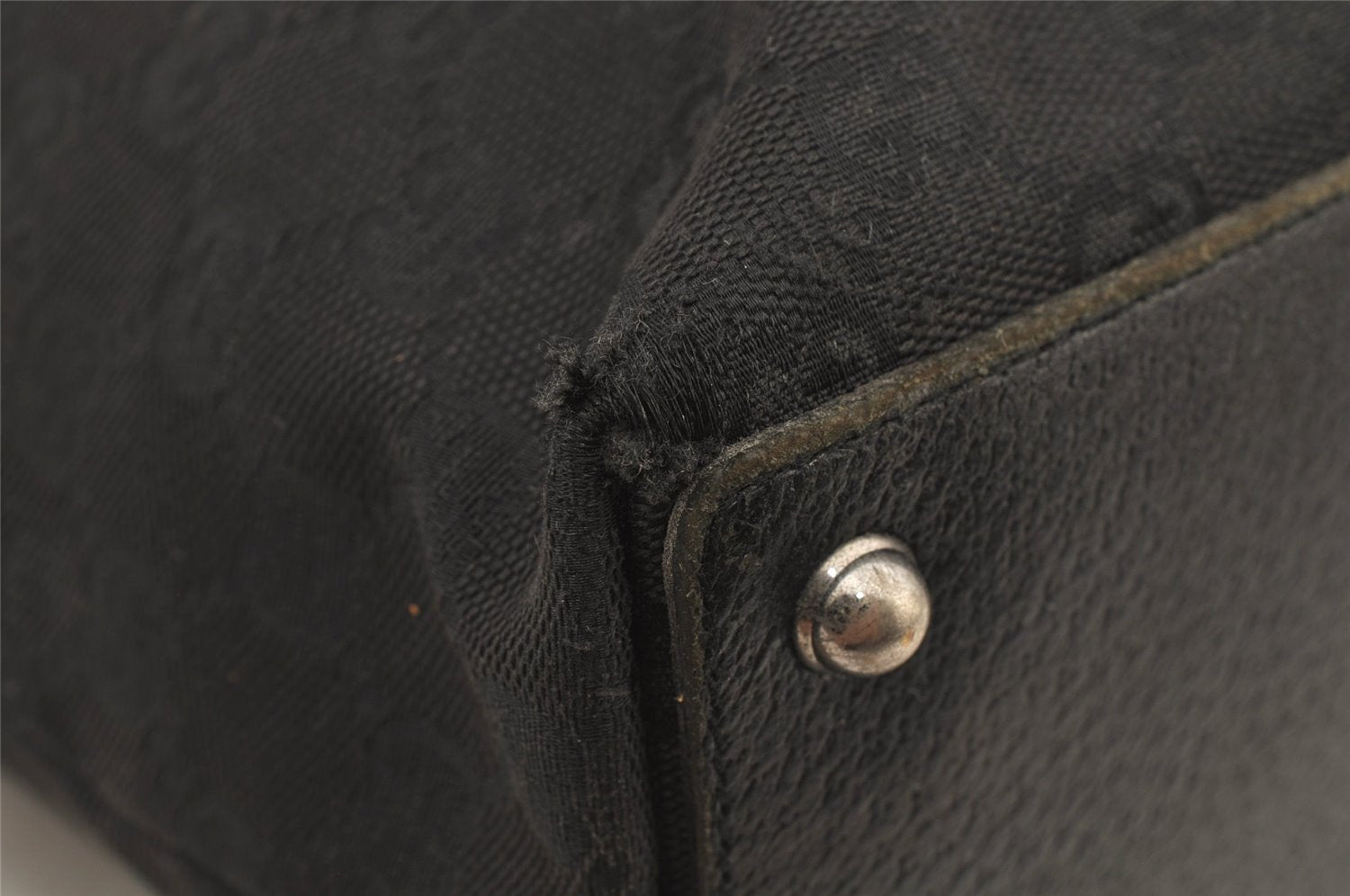 Authentic GUCCI Eclipse Shoulder Tote Bag GG Canvas Leather 120836 Black 6833J