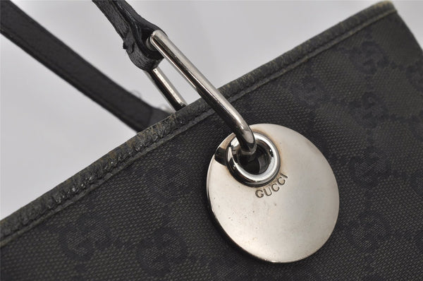 Authentic GUCCI Eclipse Shoulder Tote Bag GG Canvas Leather 120836 Black 6833J