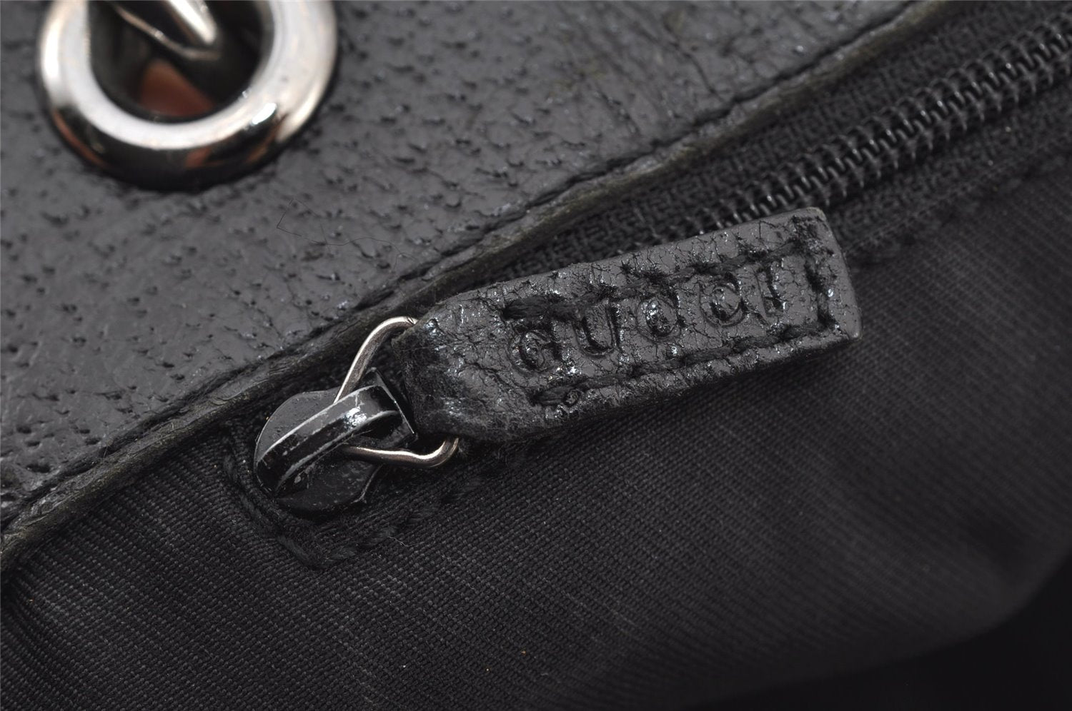 Authentic GUCCI Eclipse Shoulder Tote Bag GG Canvas Leather 120836 Black 6833J