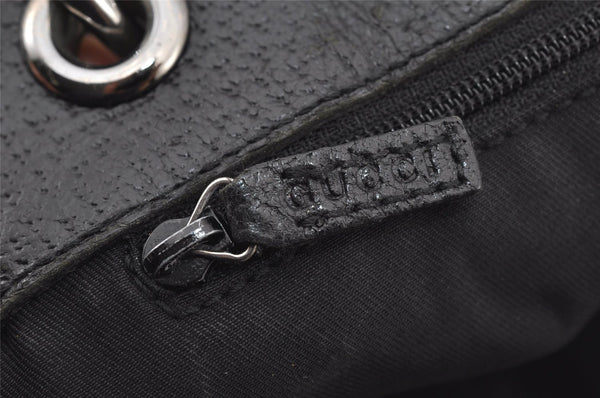 Authentic GUCCI Eclipse Shoulder Tote Bag GG Canvas Leather 120836 Black 6833J