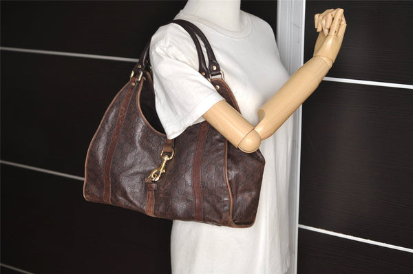 Authentic GUCCI Guccissima GG Leather Shoulder Hand Bag Purse 203494 Brown 6834I