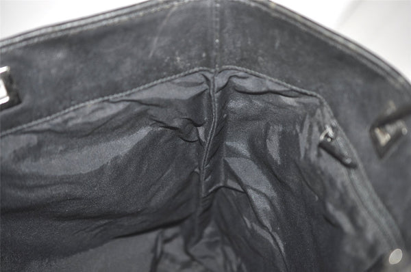 Authentic GUCCI Vintage Shoulder Tote Bag GG Canvas Leather 31243 Black 6835I