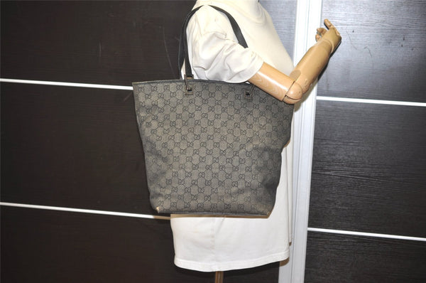 Authentic GUCCI Vintage Shoulder Tote Bag GG Canvas Leather 31243 Black 6835I