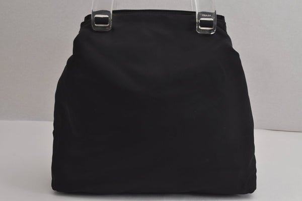 Authentic PRADA Vintage Nylon Tessuto Plastic Tote Hand Bag Black 6835J