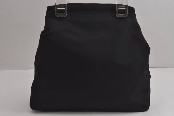 Authentic PRADA Vintage Nylon Tessuto Plastic Tote Hand Bag Black 6835J