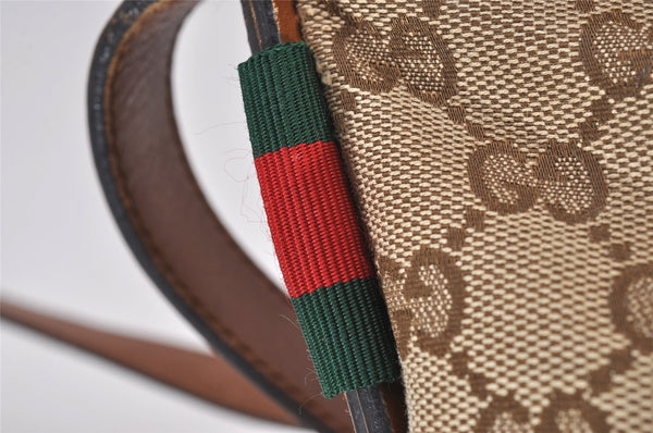 Authentic GUCCI Web Sherry Line Shoulder Cross Bag GG Canvas Leather Brown 6836I