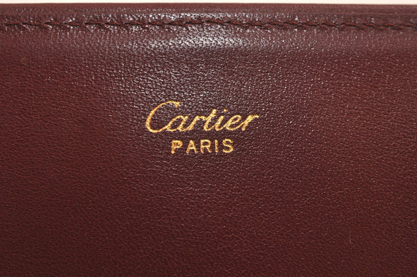 Authentic Cartier Must de Cartier Clutch Hand Bag Leather Bordeaux Red 6836J