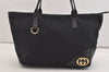 Authentic GUCCI New Britt Shoulder Tote Bag GG Canvas Leather 169946 Black 6837J
