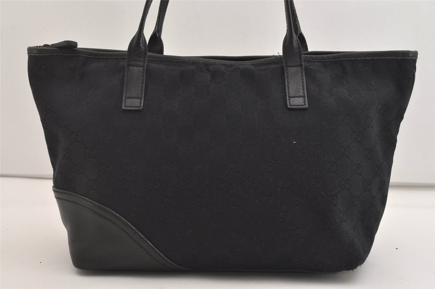 Authentic GUCCI New Britt Shoulder Tote Bag GG Canvas Leather 169946 Black 6837J