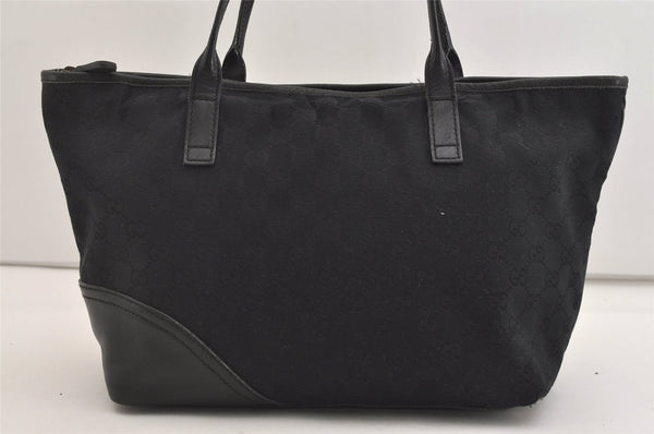 Authentic GUCCI New Britt Shoulder Tote Bag GG Canvas Leather 169946 Black 6837J