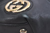 Authentic GUCCI New Britt Shoulder Tote Bag GG Canvas Leather 169946 Black 6837J