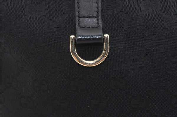 Authentic GUCCI New Britt Shoulder Tote Bag GG Canvas Leather 169946 Black 6837J