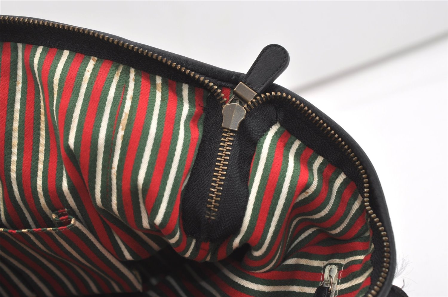 Authentic GUCCI New Britt Shoulder Tote Bag GG Canvas Leather 169946 Black 6837J