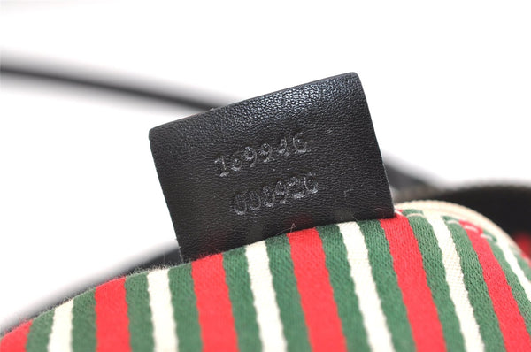 Authentic GUCCI New Britt Shoulder Tote Bag GG Canvas Leather 169946 Black 6837J