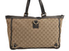 Authentic GUCCI Abbey Shoulder Tote Bag GG Canvas Leather 141472 Brown 6838J