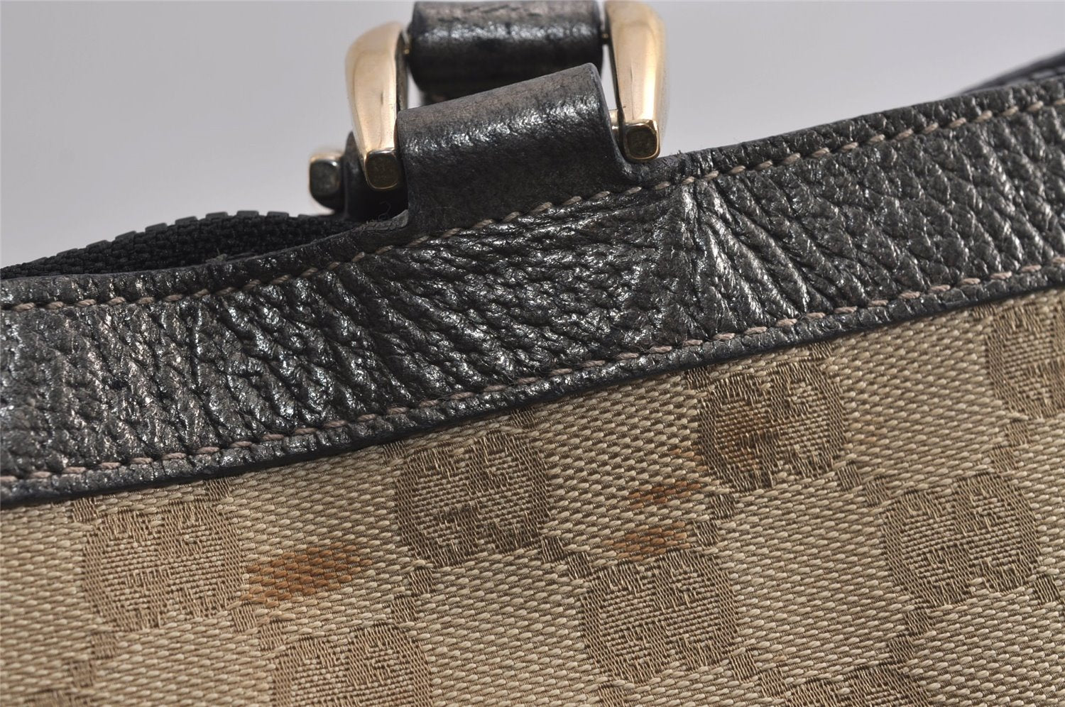 Authentic GUCCI Abbey Shoulder Tote Bag GG Canvas Leather 141472 Brown 6838J