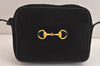 Authentic GUCCI Horsebit Shoulder Cross Body Bag Suede Leather Black Junk 6840J