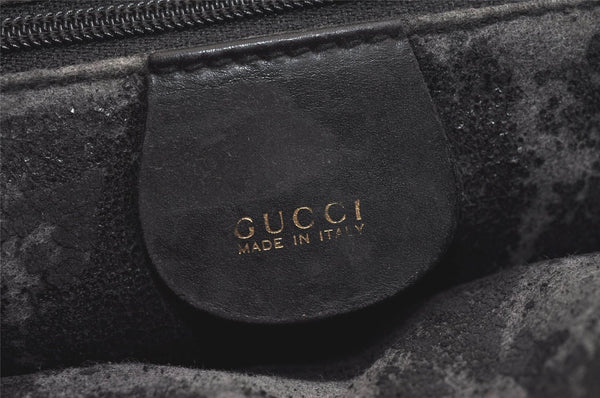 Authentic GUCCI Horsebit Shoulder Cross Body Bag Suede Leather Black Junk 6840J