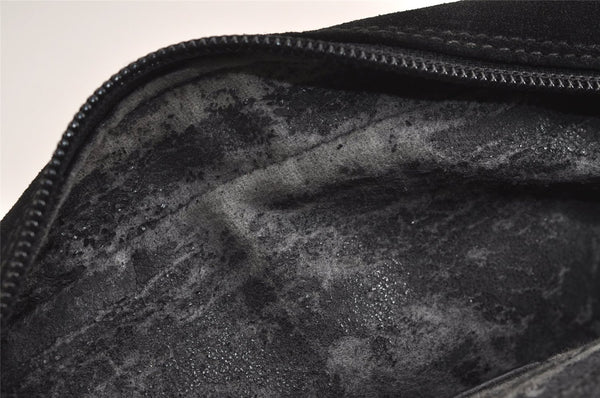 Authentic GUCCI Horsebit Shoulder Cross Body Bag Suede Leather Black Junk 6840J