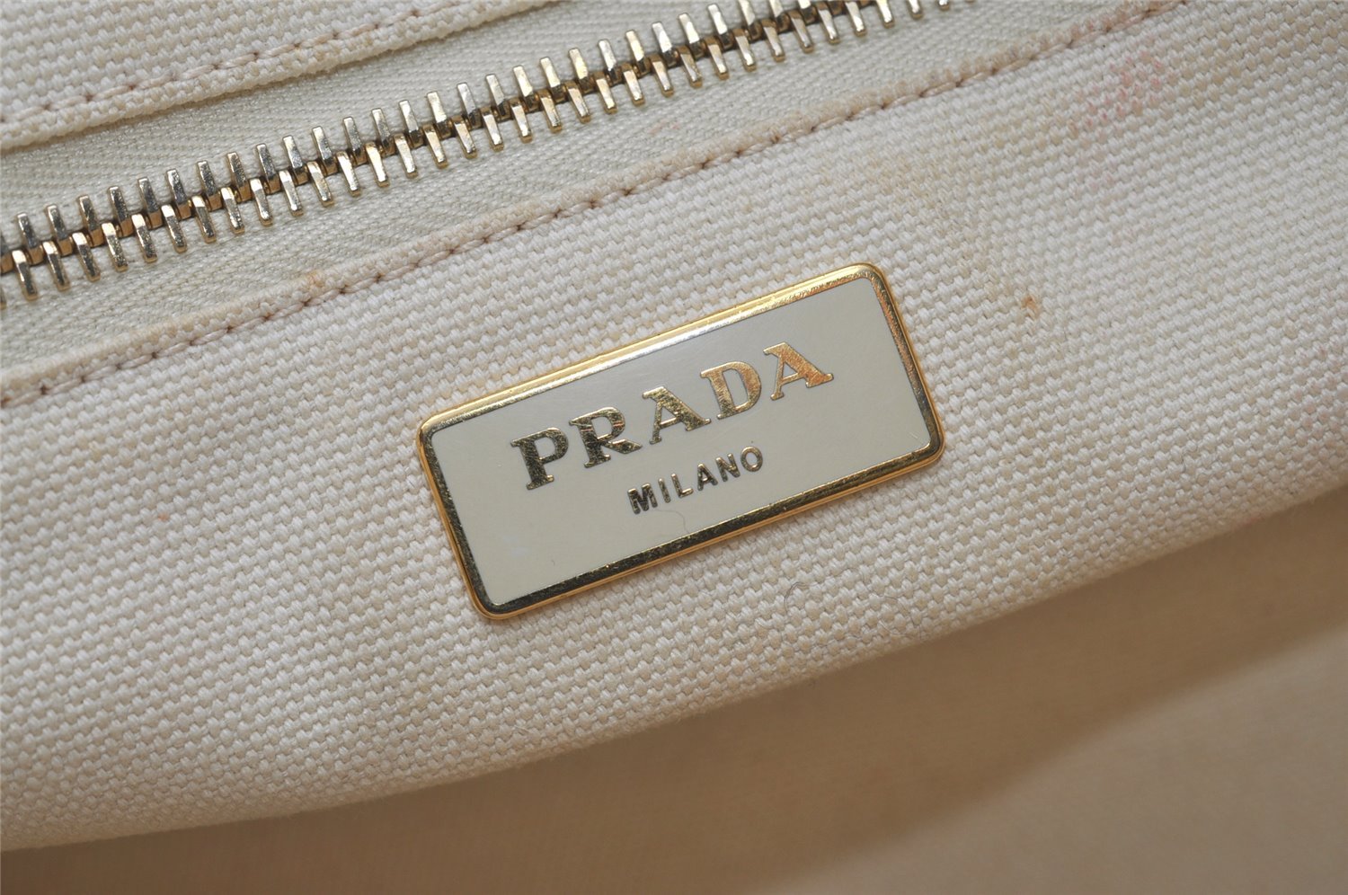 Authentic PRADA Vintage Canapa M Denim Tote Hand Bag White 6841I