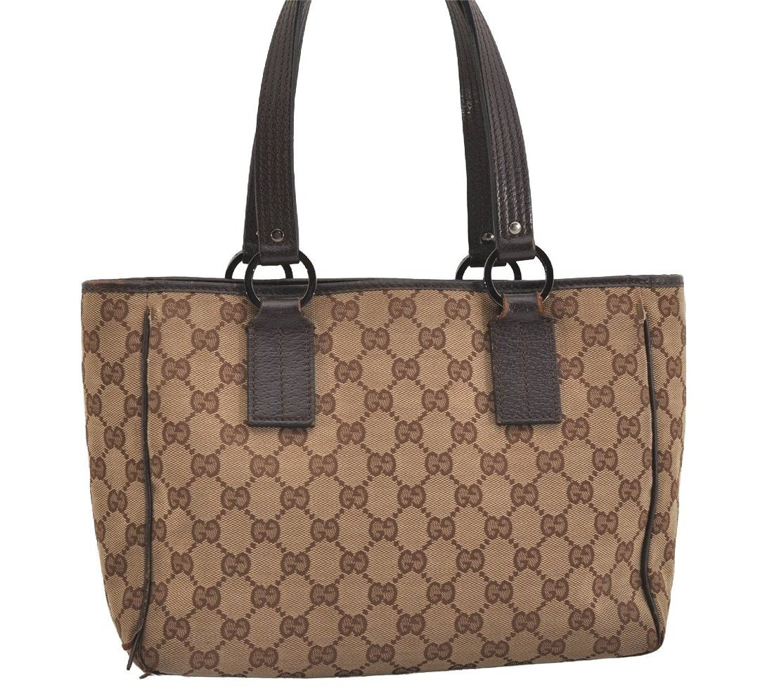 Authentic GUCCI Vintage Shoulder Tote Bag GG Canvas Leather 113019 Brown 6841J
