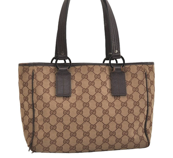 Authentic GUCCI Vintage Shoulder Tote Bag GG Canvas Leather 113019 Brown 6841J