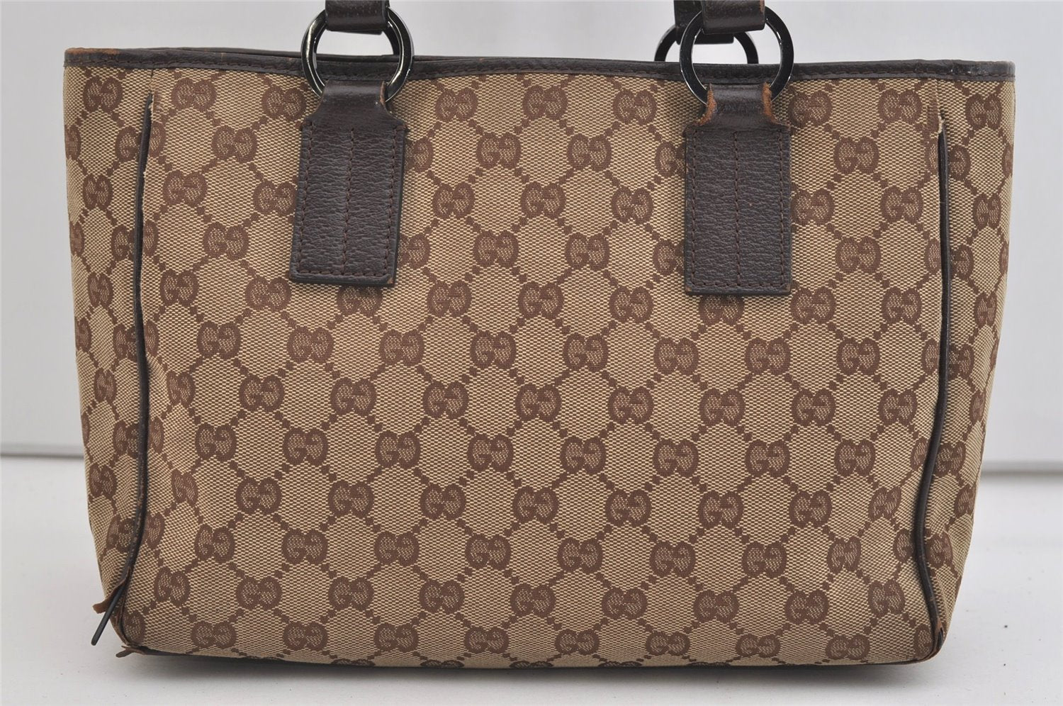 Authentic GUCCI Vintage Shoulder Tote Bag GG Canvas Leather 113019 Brown 6841J