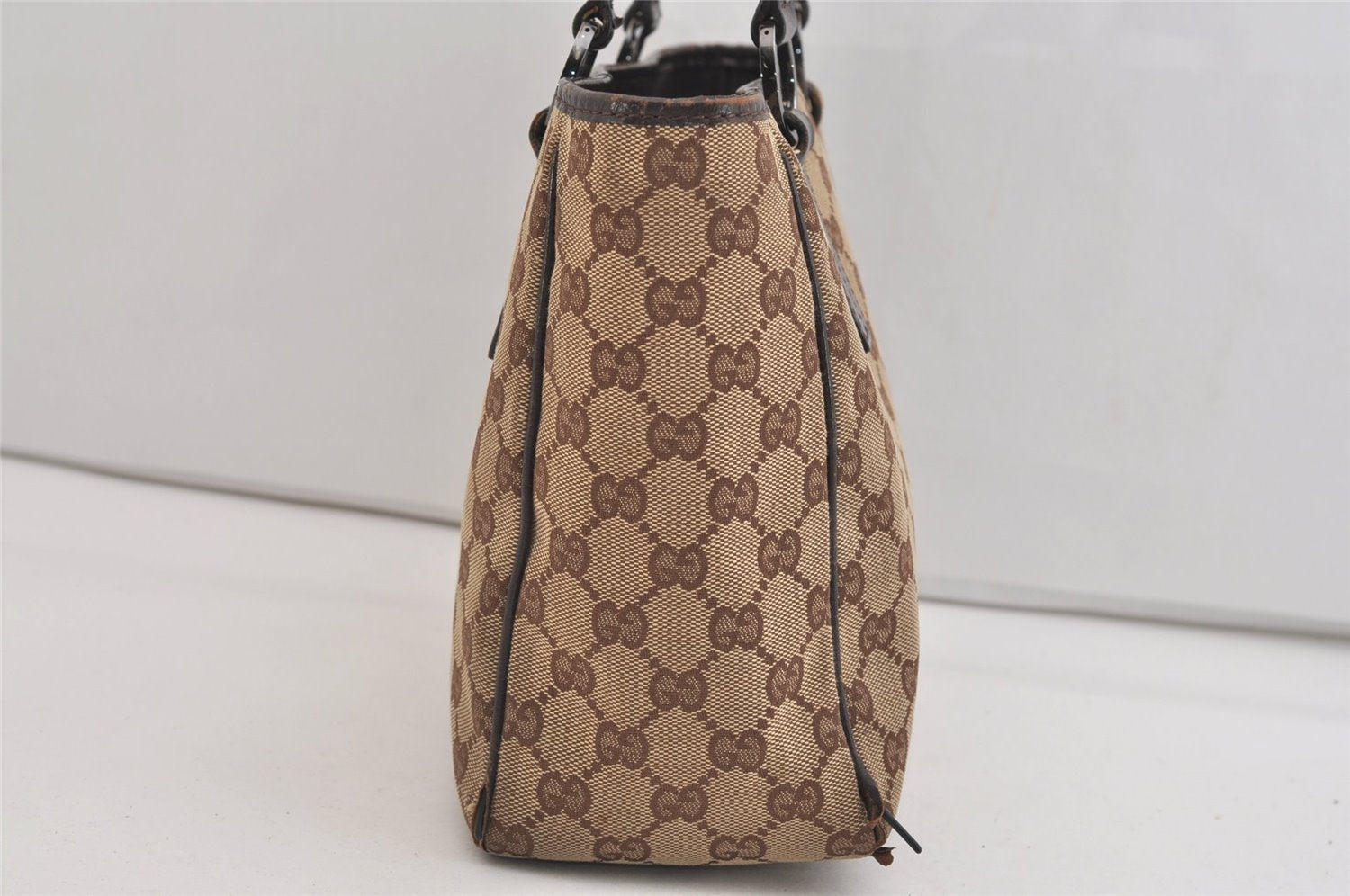 Authentic GUCCI Vintage Shoulder Tote Bag GG Canvas Leather 113019 Brown 6841J