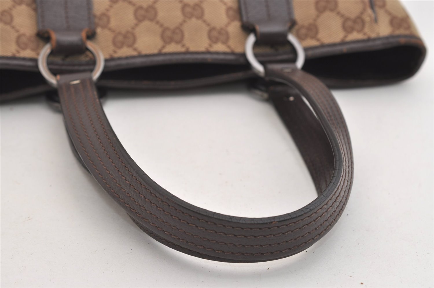 Authentic GUCCI Vintage Shoulder Tote Bag GG Canvas Leather 113019 Brown 6841J