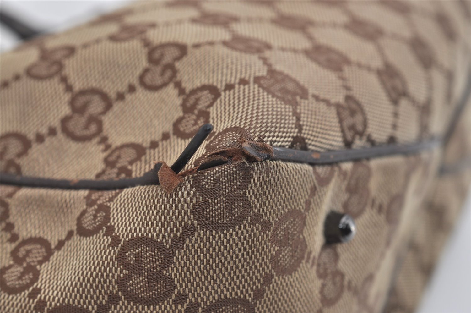 Authentic GUCCI Vintage Shoulder Tote Bag GG Canvas Leather 113019 Brown 6841J