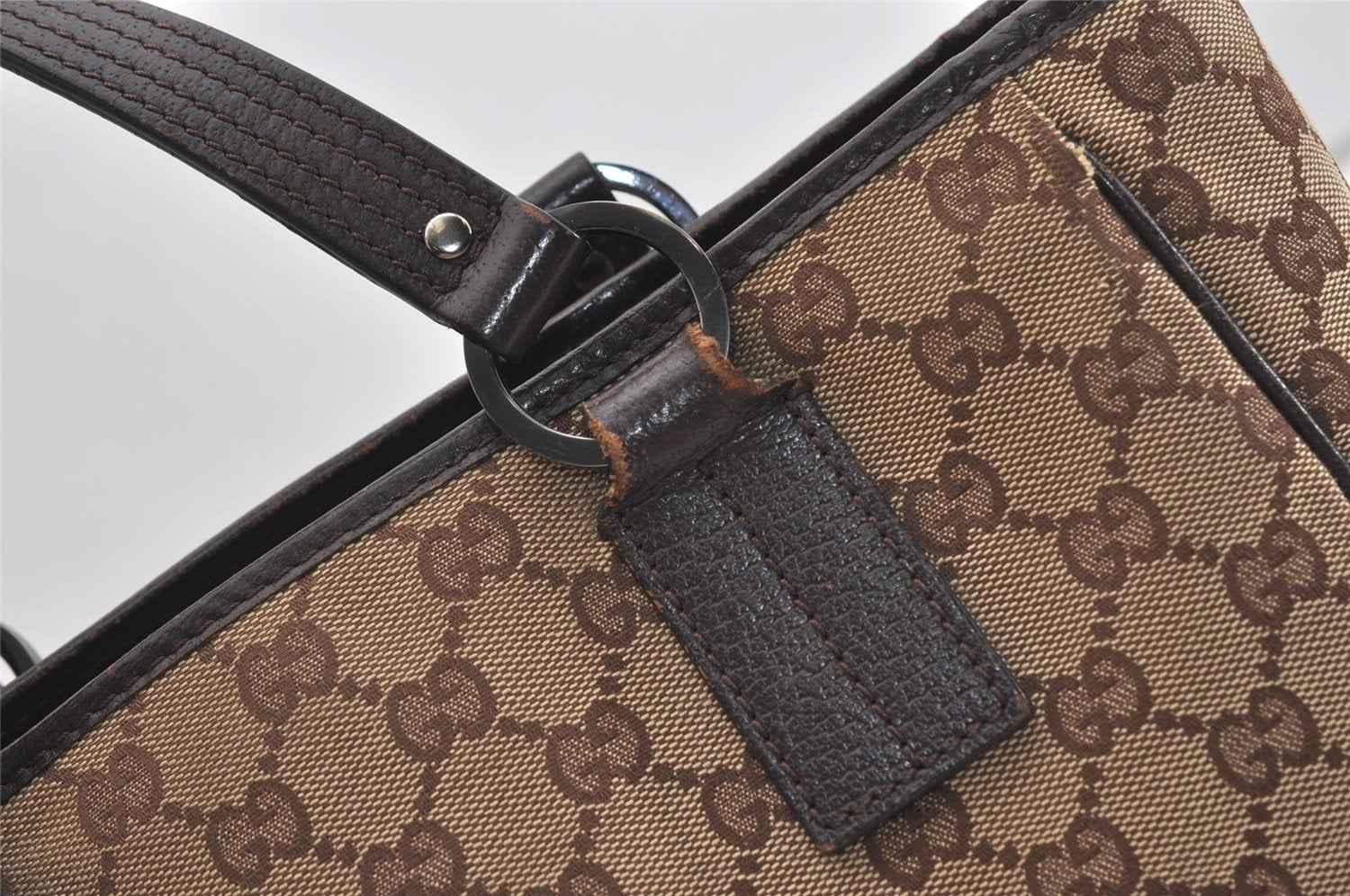 Authentic GUCCI Vintage Shoulder Tote Bag GG Canvas Leather 113019 Brown 6841J