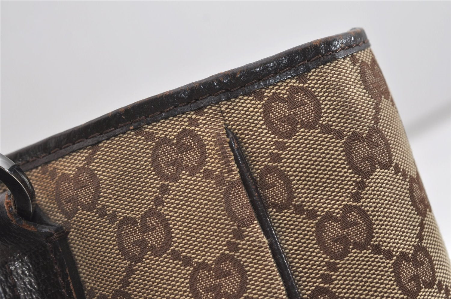 Authentic GUCCI Vintage Shoulder Tote Bag GG Canvas Leather 113019 Brown 6841J