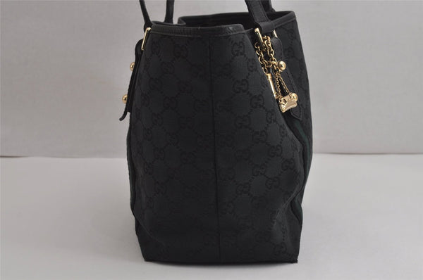 Authentic GUCCI Sherry Line Tote Bag GG Canvas Leather 137396 Black 6842J