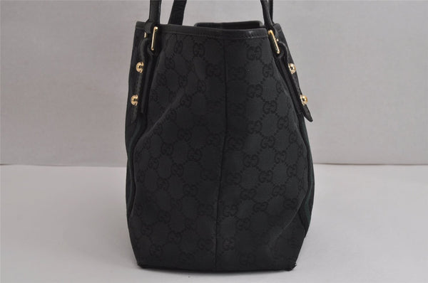 Authentic GUCCI Sherry Line Tote Bag GG Canvas Leather 137396 Black 6842J