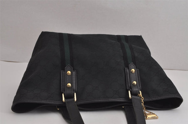 Authentic GUCCI Sherry Line Tote Bag GG Canvas Leather 137396 Black 6842J