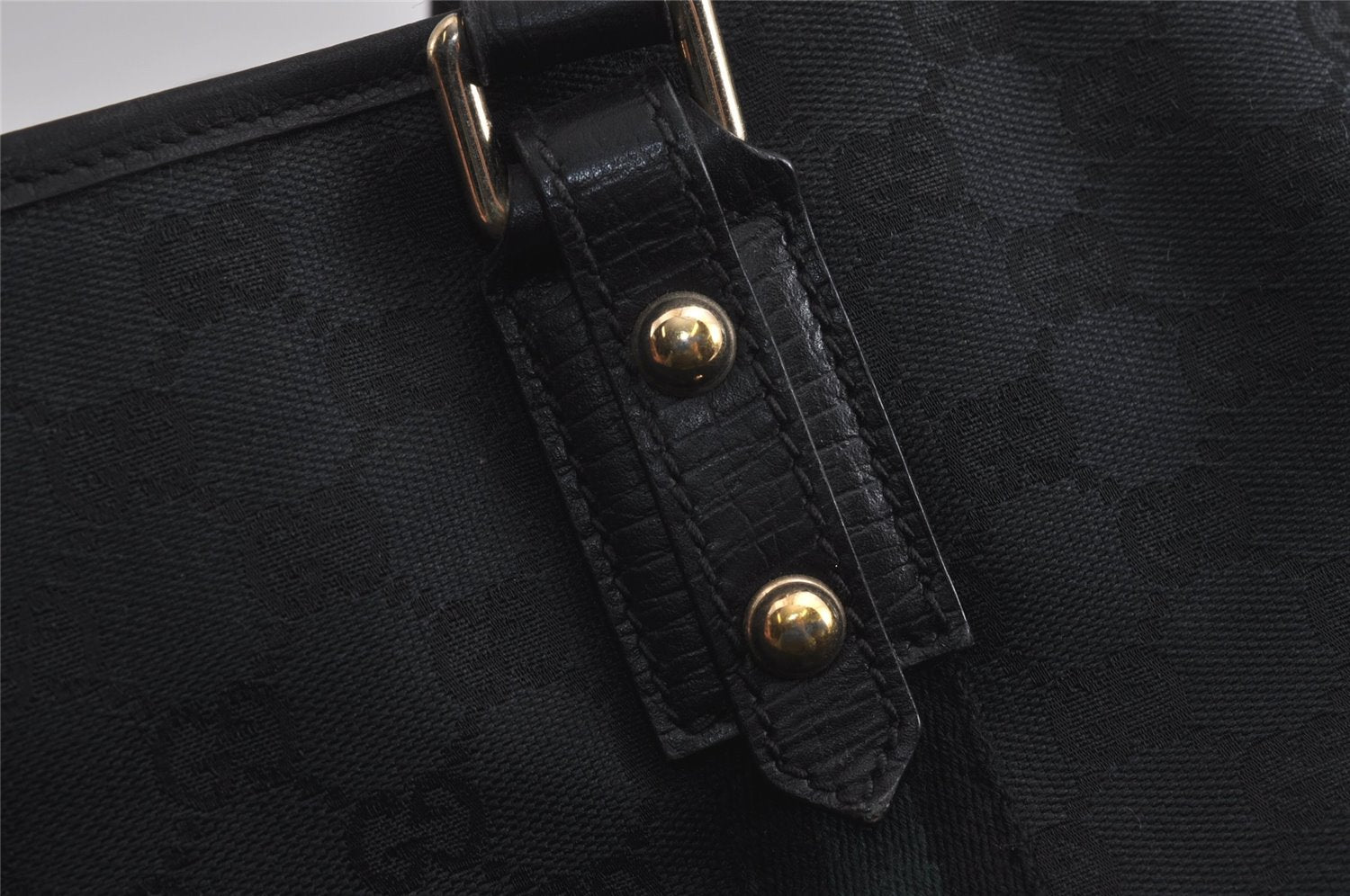 Authentic GUCCI Sherry Line Tote Bag GG Canvas Leather 137396 Black 6842J