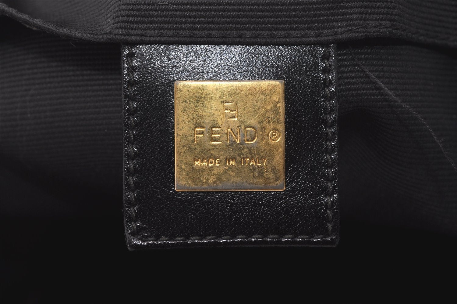 Authentic FENDI Vintage Nylon Leather Hand Tote Bag Purse Black 6843I