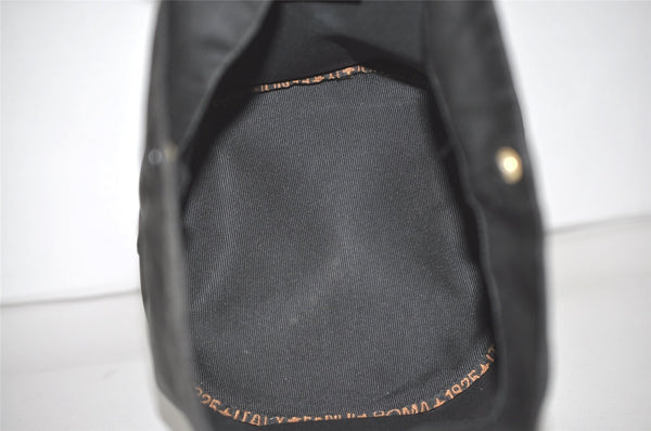 Authentic FENDI Vintage Nylon Leather Hand Tote Bag Purse Black 6843I
