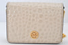 Authentic TORY BURCH Robinson Chain Shoulder Wallet Purse Leather Beige 6844K