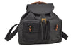 Authentic GUCCI Vintage Bamboo Drawstring Backpack Leather Black 6845J