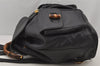 Authentic GUCCI Vintage Bamboo Drawstring Backpack Leather Black 6845J