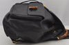 Authentic GUCCI Vintage Bamboo Drawstring Backpack Leather Black 6845J