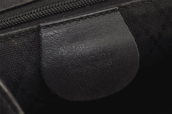 Authentic GUCCI Vintage Bamboo Drawstring Backpack Leather Black 6845J