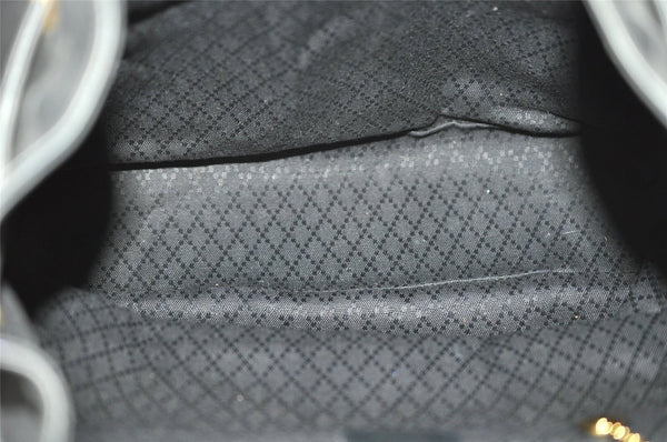 Authentic GUCCI Vintage Bamboo Drawstring Backpack Leather Black 6845J